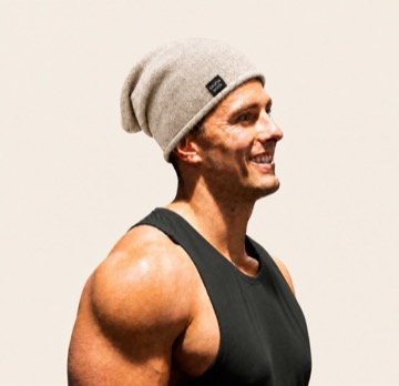 Jake wearing the oatmeal Sauna Sock